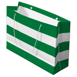 Sacola Para Presentes Grande Tiras brancas de menta-pimenta simples e elegantes