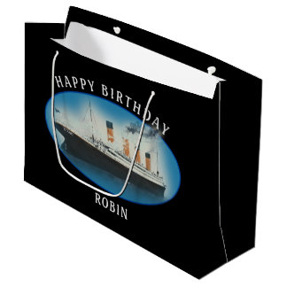 Sacola Para Presentes Grande Titanic Birthday Black RMS White Star Line Ship
