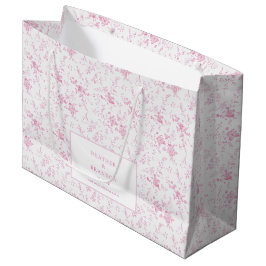 Sacola Para Presentes Grande Toile Clássico Vintage Floral Rosa Casamento