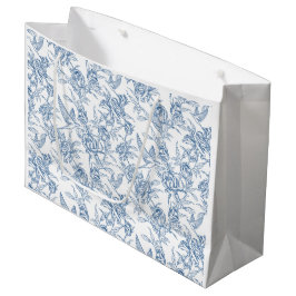 Sacola Para Presentes Grande Toile de Jouy Azul Francês