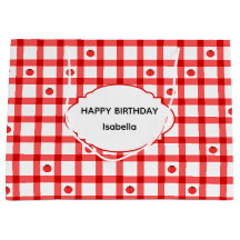 Tomates de Gingham Vermelho Fofo Aniversário Feliz
