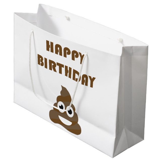 Sacola Para Presentes Grande Tombadilho feliz bonito engraçado Emoji da festa (Frente inclinada)