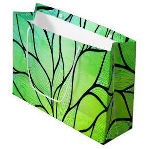 Sacola Para Presentes Grande Tons criativos de verde brilhante com padrão de fo