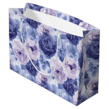 Tons de Azul de Escala Média Floral Botânico Abstr