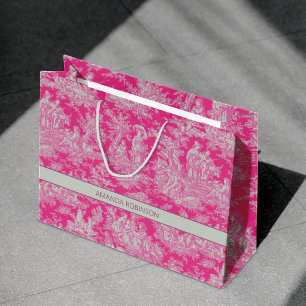 Sacola Para Presentes Grande Tóquio rosa quente de jouy