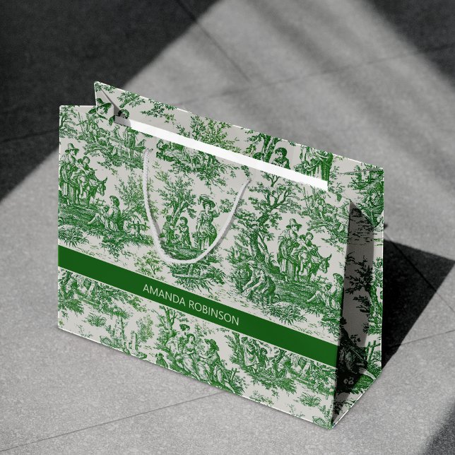 Sacola Para Presentes Grande Torre branco verde de jouy (Criador carregado)