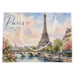 Sacola Para Presentes Grande Torre Eiffel Paris França rio Sena