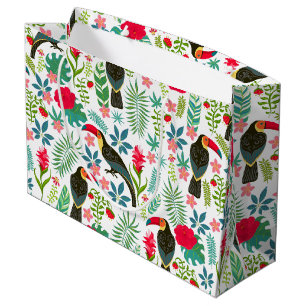 Sacola Para Presentes Grande Toscanos e flores tropicais coloridas