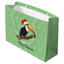 Sacola Para Presentes Grande Toucan illusima Natal Floco de Neve Verde Claro