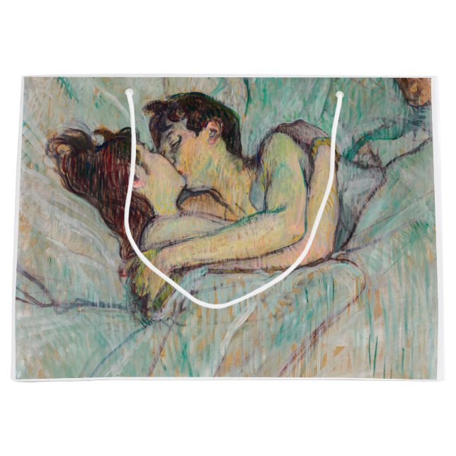 Sacola Para Presentes Grande Toulouse-Lautrec - Na Cama, O Beijo (Frente)
