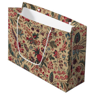 Sacola Para Presentes Grande Trabalho de Agulha Antigo Floral Vintage para Móve