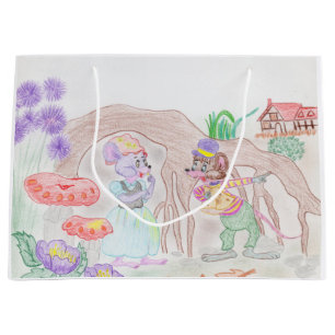 Sacola Para Presentes Grande Trabalho de arte de Crianças Personalizadas, dois