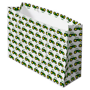 Sacola Para Presentes Grande Tratores Verdes - Grande Saco de Presente