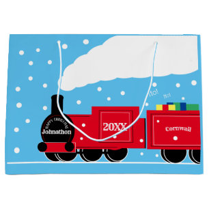 Sacola Para Presentes Grande Treino a vapor de Natal na neve