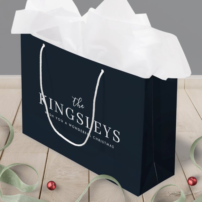 Sacola Para Presentes Grande Trendy Black Na moda Modern Bold Typograhy Name (Criador carregado)