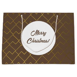 Sacola Para Presentes Grande Trendy Chic Ouro Geométrico Brown