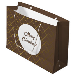 Sacola Para Presentes Grande Trendy Chic Ouro Geométrico Brown