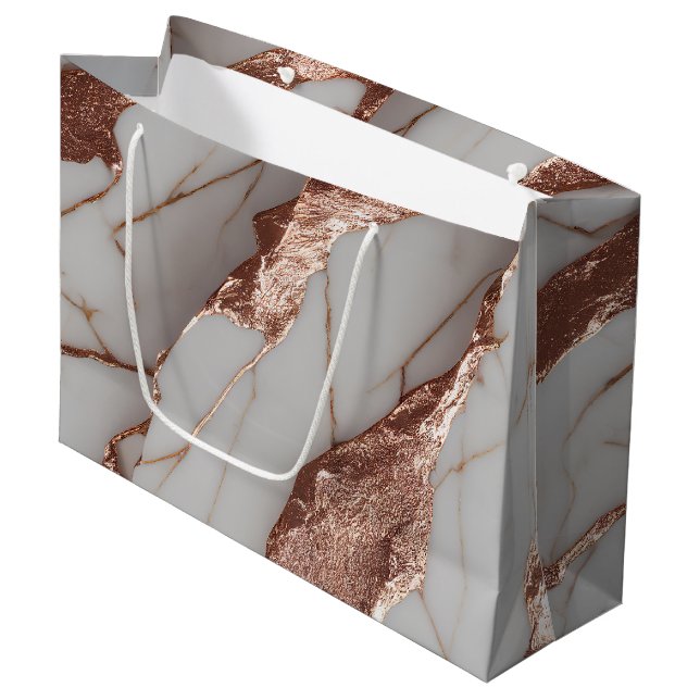 Sacola Para Presentes Grande Trendy Copper Glitter Marble (Frente inclinada)