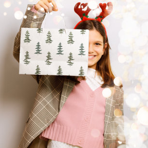 Sacola Para Presentes Grande Trendy Winter   Padrão da árvore de Natal