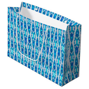 Sacola Para Presentes Grande Tribal Batik - Cinzas Azul e Prata de Sapphire