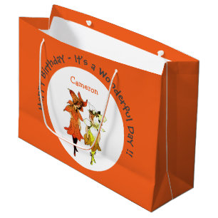 Sacola Para Presentes Grande Trillium Tiger-Lily Whimsical Flower Party Supply