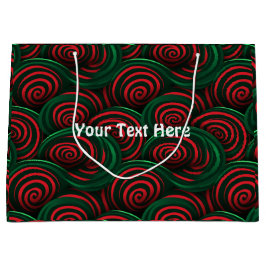 Sacola Para Presentes Grande Tripas Vermelhas e Verdes Natal 3D