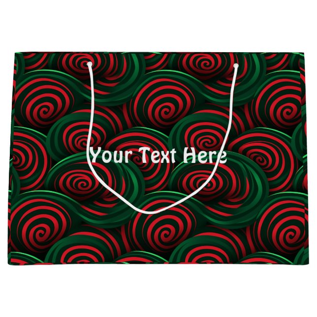 Sacola Para Presentes Grande Tripas Vermelhas e Verdes Natal 3D (Frente)