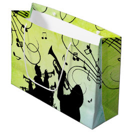 Sacola Para Presentes Grande Trompet Section Jazz Music Green