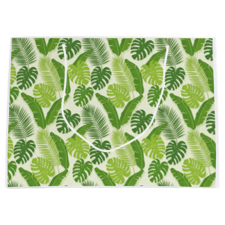 Sacola Para Presentes Grande Tropical Leaves & Monstera Seamless Pattern
