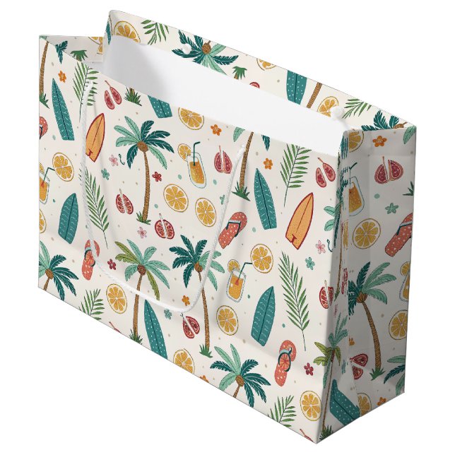 Sacola Para Presentes Grande Tropical Summer Beach Pattern (1) (Frente inclinada)