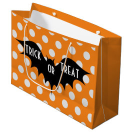 Sacola Para Presentes Grande Truque de Dia das Bruxas ou trate bolinhas laranja