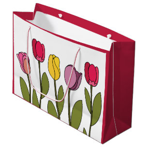Sacola Para Presentes Grande Tulipa Floral Colorida