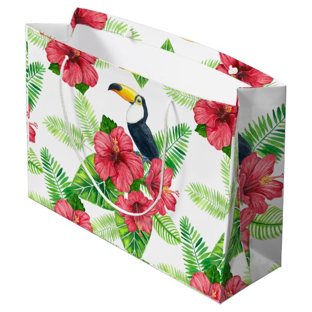 Sacola Para Presentes Grande Turiano e buquê tropical (Verso inclinado)