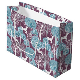 Sacola Para Presentes Grande Turquoise and Purple Deer Village Holiday