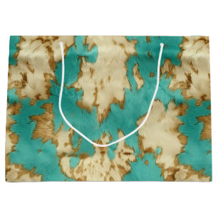 Sacola Para Presentes Grande Turquoise Brown Cream Animal Cowhow Western