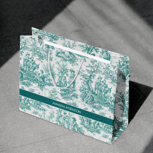 Sacola Para Presentes Grande Turquoise teal de jouy