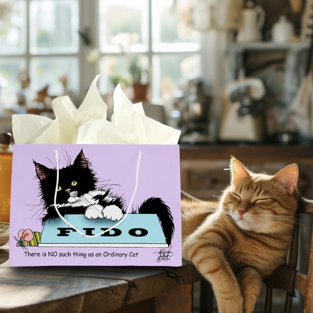 Sacola Para Presentes Grande Tuxedo Kitten Dog's Bowl (Criador carregado)