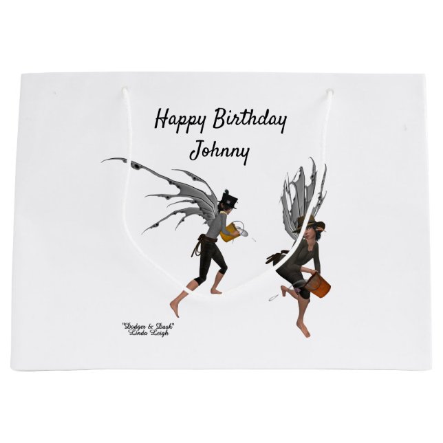 Sacola Para Presentes Grande Twin Boy Rain Faeries Gift Bag (Frente)