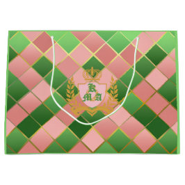 Sacola Para Presentes Grande Ultra Chic Preppy Rosa Verde Xadrez Monograma Bras