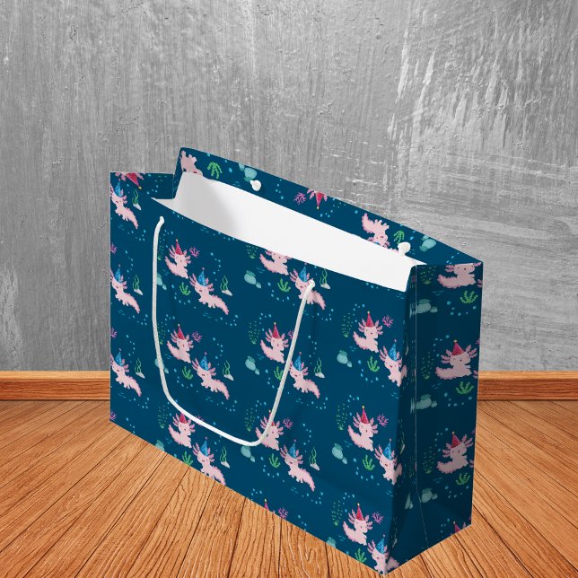 Sacola Para Presentes Grande Um aniversário alegre do Axolotl (Criador carregado)