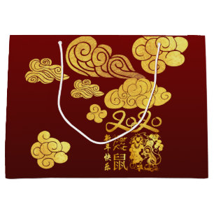 Sacola Para Presentes Grande Um Ano Novo de 2020 em Chinês com papel para a Nu
