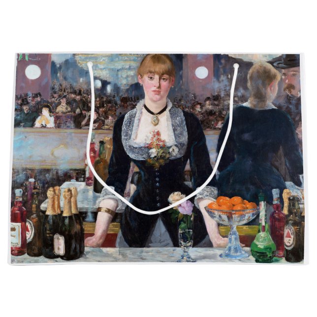 Sacola Para Presentes Grande Um Bar no Folies-Bergere, Manet (Frente)
