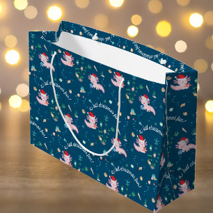 Sacola Para Presentes Grande Um Belo Natal, Papais noeis Bonitos Axolotl