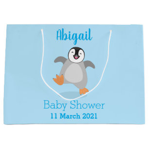 Sacola Para Presentes Grande Um desenho animado de pintinho de pinguim feliz e
