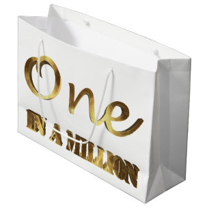 Sacola Para Presentes Grande Um em milhão tipografias Dourados elegantes de