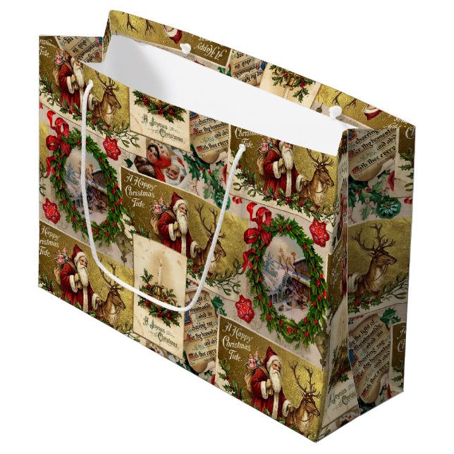 Sacola Para Presentes Grande Um Feliz Natal (Frente inclinada)