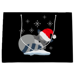 Sacola Para Presentes Grande Um guaxinim bonito na neve, Feliz Natal