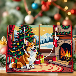 Sacola Para Presentes Grande Um Natal de Corgi Festivo Fofo