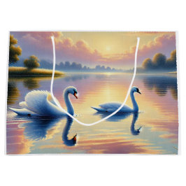 Sacola Para Presentes Grande Um par de pântanos a planar num lago sereno