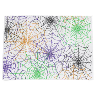 Sacola Para Presentes Grande Um simples padrão na Web da aranha de Halloween